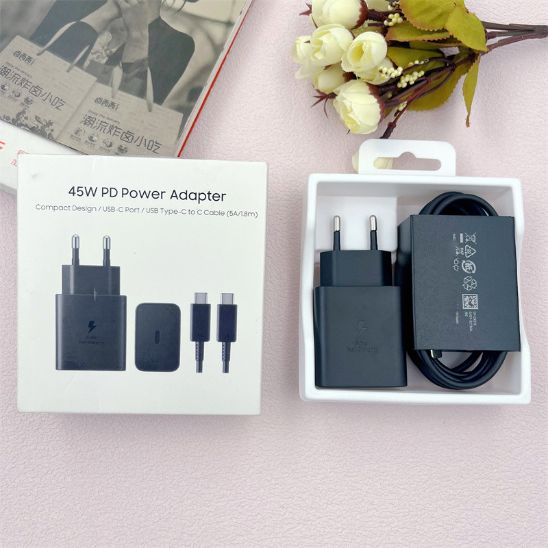 SAMSUNG สําหรับSamsung S24 S25 Ultra Charger 45Wอะแดปเตอร์สําหรับGalaxy S23 S22 Note20 Ultra Zพลิกพั