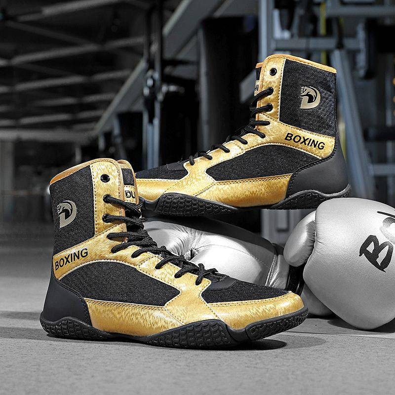 Men's Professional High-Top Boxing Shoe Lightweight Non-Slip Breathable Sanda Fighting/Indoor Wrestl
