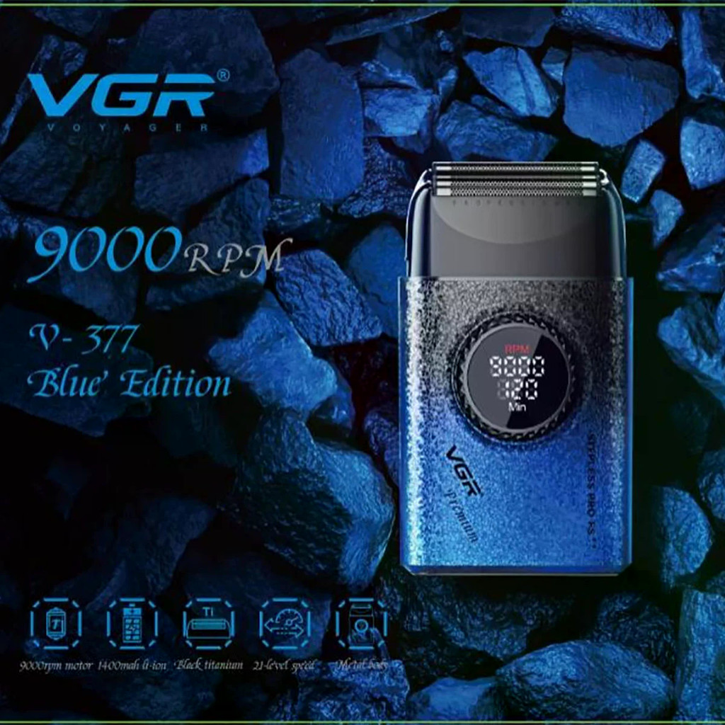 VGR ปัตตาเลี่ยนผมไฟฟ้าผู้ชายเครื่องโกนหนวดแบบพกพาแบบชาร์จไฟได้ 9000 RPM ลูกสูบ V-377