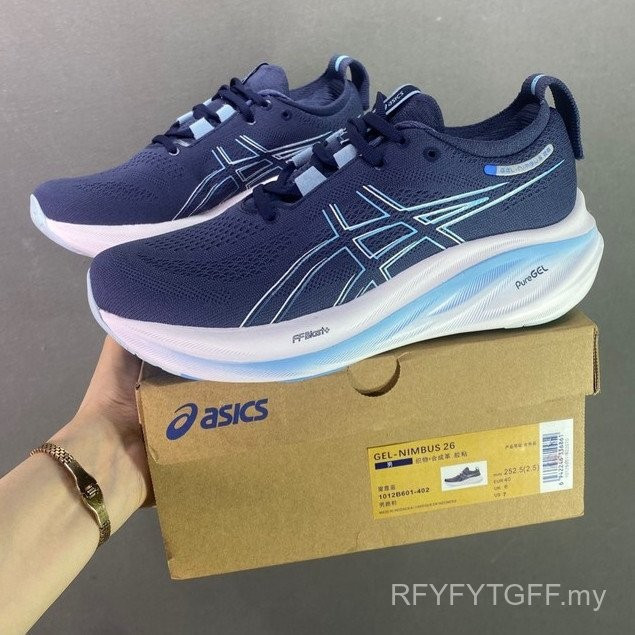 Gel-Nimbus 26 ผู้ชายและผู้หญิงรองเท้าวิ่ง Gel-Nimbus 25 น้ําหนักเบากันกระแทกกีฬารองเท้า 1012B601-402