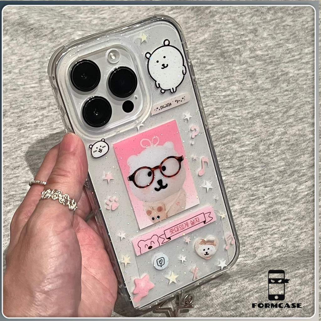 ประกายไฟ กรณีโทรศัพท์ จัดส่งจากประเทศไทย หมีขาวfor iPhone 13 12 11 16 15 14 PRO MAX X XS MAX XR 7/8PLUS