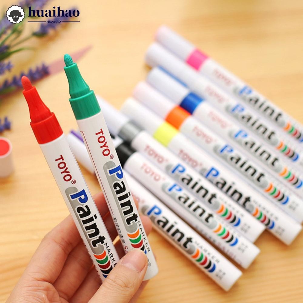 HUAIHAO กันน้ํารถ Tyre Paint Marker ปากกาอ่านสิ่งแวดล้อมยางภาพวาด E5W3