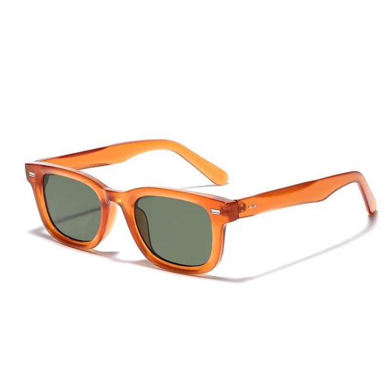 Retro Small Square แว่นตากันแดดผู้หญิงผู้ชาย Rivets สีส้ม Shades แฟชั่นแว่นตา Luxury Sun แว่นตา UV400