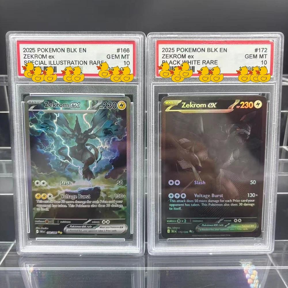 PSA10 DIY PTCG Rating Card Collection Card 2025 สีดําสีขาว RESHIRAM ex ZEKROM ex Copy 10Points Ratin