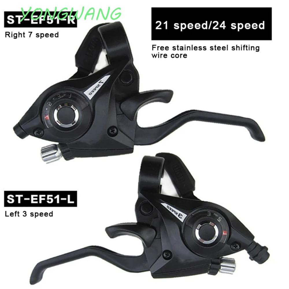 YONGWANG จักรยาน Shifter Levers สำหรับ 3x7 และ 3x8 พร้อมชุดควบคุมเกียร์และเบรก สีดำสำหรับจักรยานเสือภูเขา MTB