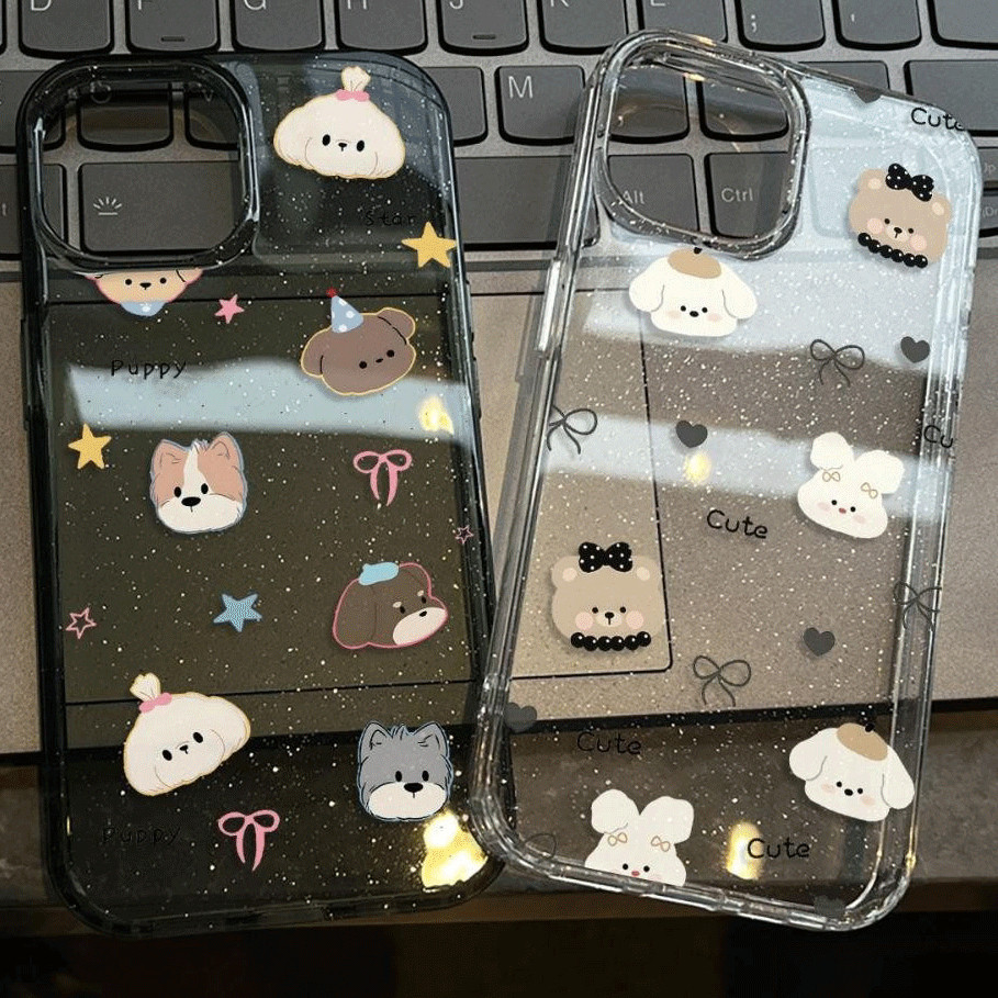 iPhone 16 Pro Max iPhone 11 เคสใสแบบแวววาว TPU นุ่มสีสันสดใส สัตว์น่ารักและสวยงาม Compatible iPhone15 Pro max 14 13 12P