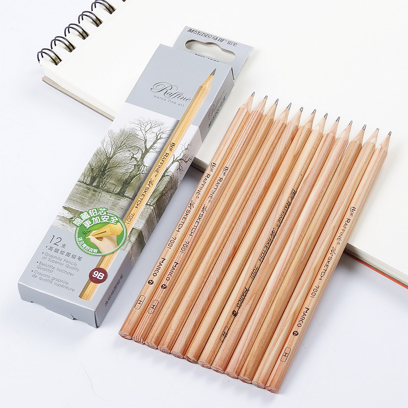Marco 7001 Log Pole Writing Drawing Pencil HB2b4b8b Student Art Painting Sketch Pencil Set
