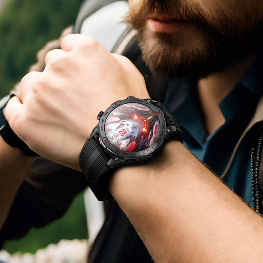 LOKMAT户外运动智能手表蓝牙通话海拔气压指南针手电筒AMOLED手环