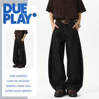Dueplay กางเกงยีนส์ผู้ชาย สีดํา ทรงหลวม ขากว้างลําลอง ขายาว …