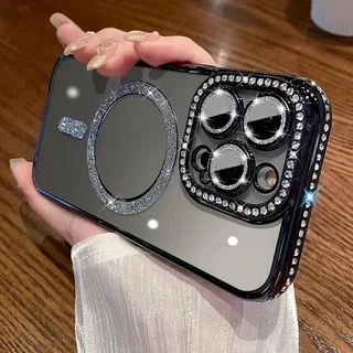 เคสกันกล้อง แต่งกลิตเตอร์ เคสแม่เหล็ก ชาร์จได้ สำหรับ iPhone 17 17Pro 17Air 17Promax 17e Pro max 15 14 13 12 11 Promax