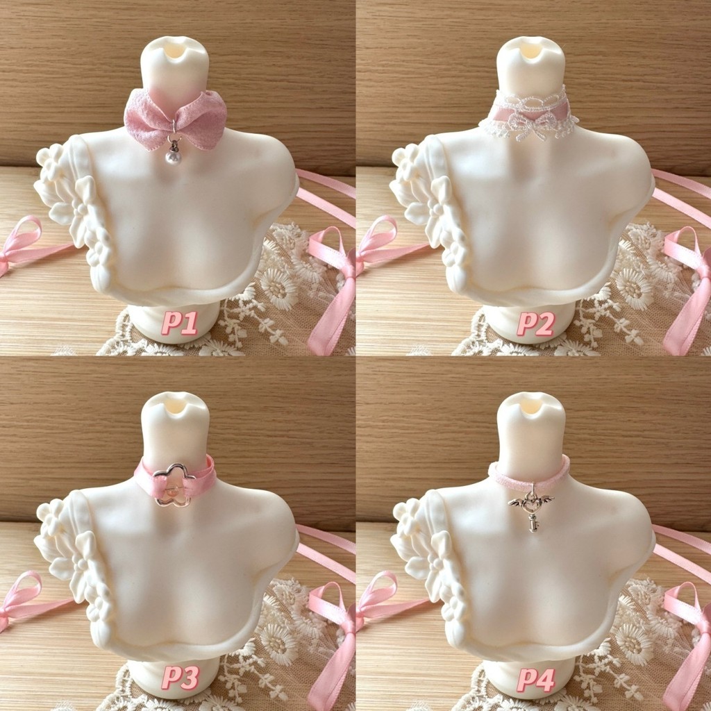 BJD Baby Dedicated 346 จุดที่กําหนดเองสีชมพู Clavicle Chain สร้อยคอเจ้าหญิง 4 จุดอุปกรณ์เสริม bjd สร