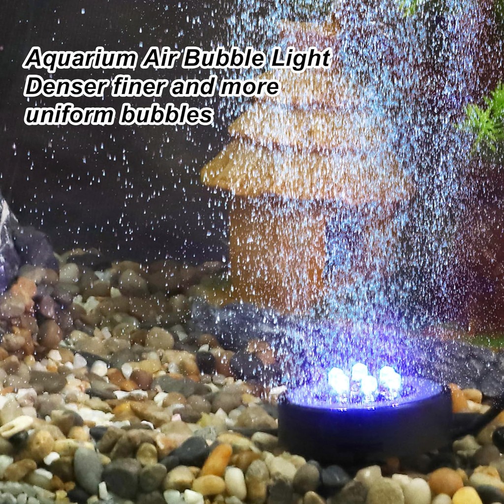 ไฟ LED Aquarium Air Bubble Light,ถังปลาใต้น้ํา Bubblers Stone Disk, ไฟถังปลา 16 สี, W/ 6 เม็ดโคมไฟ, 