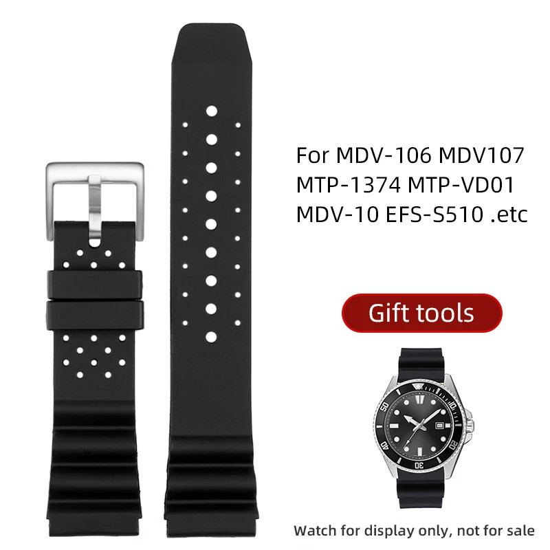 สําหรับ Casio Marlin MDV-106 Duro MDv107 MTP-1374 MTP-VD01 MDV-10 EFS-S510 สายยาง 22 มม.ซิลิโคนสร้อย