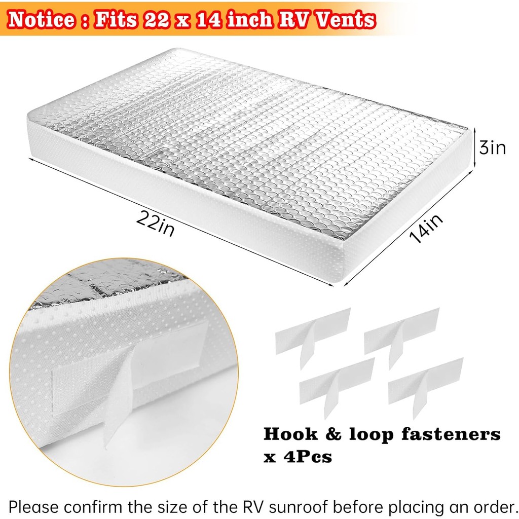 YUNVI RV Skylight ฉนวน 14x22x2.8,RV Vent ฉนวนและ Skylight ครอบคลุม,กันน้ํา RV Vent สําหรับภายใน Camp