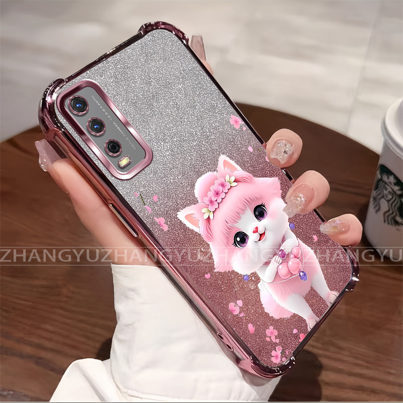 สําหรับVIVO Y20 Y20i Y20S Y20A Y12S Y12A Y20T V2026 V2027 V2029 V2032 V2043 V2048 Electroplatedกันกระแทกเคสโทรศัพท์ลายแมวน่ารักTPU Softป้องกันHM – โปรปัง