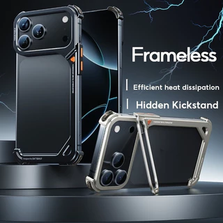OATSBASF เคสโทรศัพท์โลหะกันชนเคสโทรศัพท์พร้อมขาตั้งเลนส์สําหรับ iPhone 17 Pro Max/17 Pro