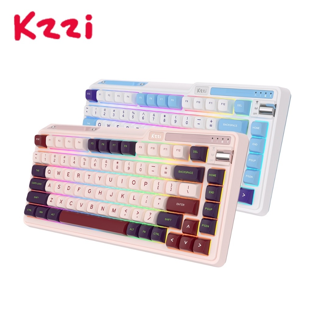 KZZI K75 Lite 82 Key ปะเก็นโครงสร้างสามโหมดบลูทูธพร้อมสลับลูกบิด RGB คีย์บอร์ดเกม