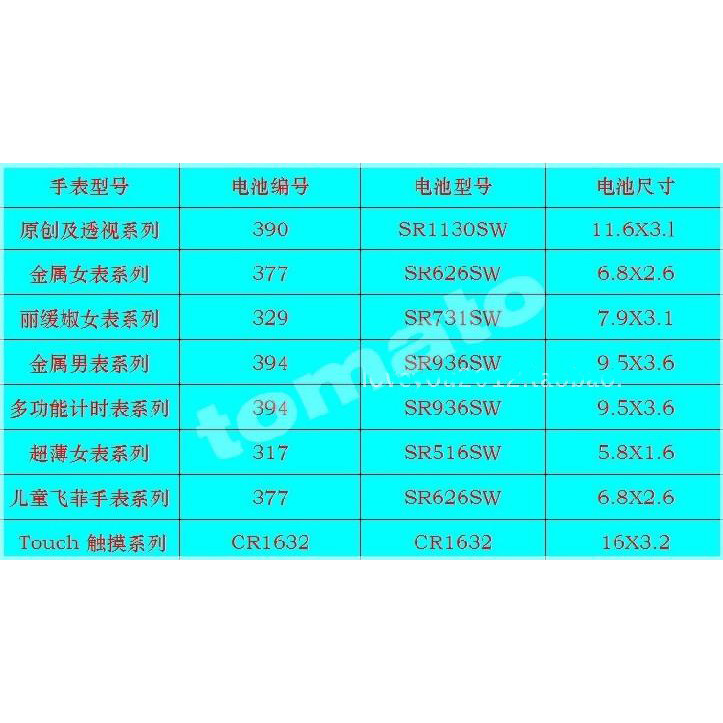 Swatch Swatch Watch Original นําเข้า Swiss RENATA แบตเตอรี่ 394 329 390 377 317