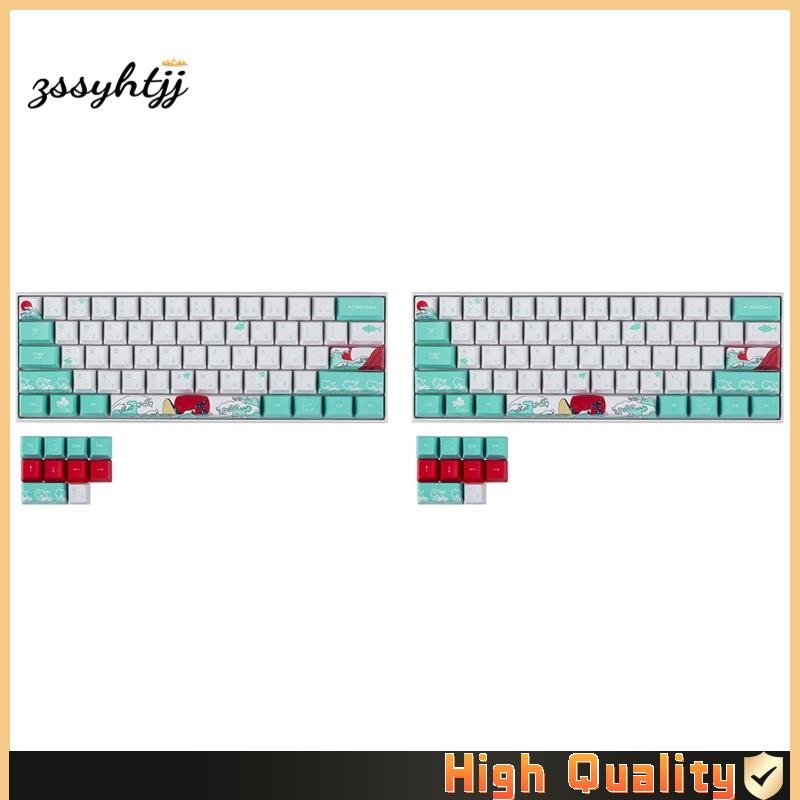 zsyhtjj.th2X 60% PBT Keycaps Set Profile สําหรับ MX Switches Mechanical Gaming Keyboard GK61 64 (Cor