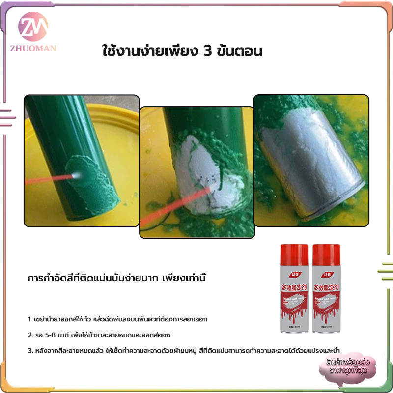 สเปรย์ลอกสี น้ำยาลอกสี สเปรย์น้ำยาลอกสี 450ML เคมีลอกสี น้ำยาลอกสีรถ มีประสิทธิภาพสูงในการลอกสีและสารเคลือบเงา thumbnail 7