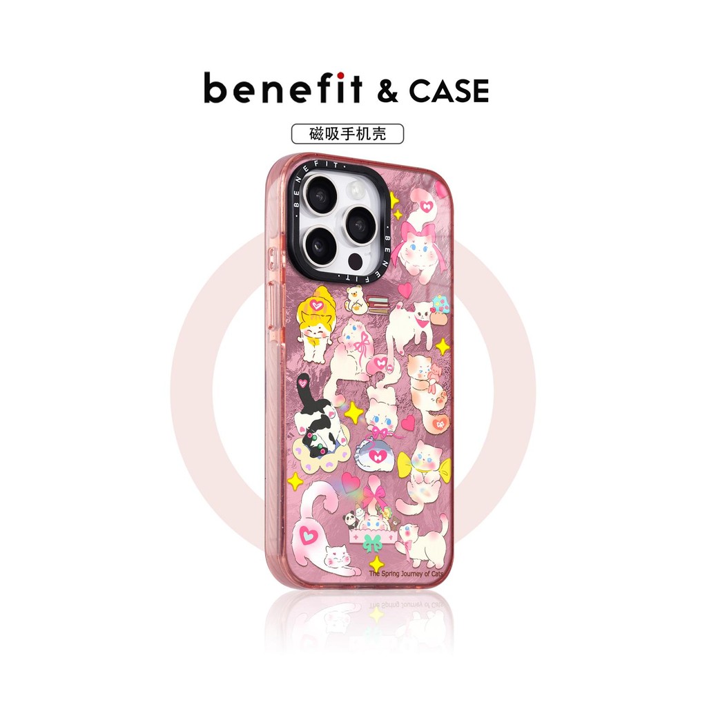 Benefit Girl Heart Foundation Love Cat 17 เหมาะสําหรับ iphone16promax Apple 15PRO คริสตัลโล่เคสโทรศั