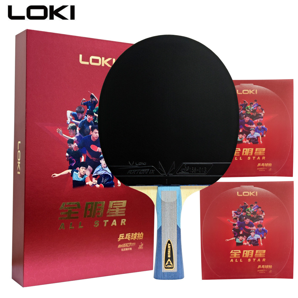 ไม้แบทปิงปอง Carbon Fiber จาก LOKI ALL STAR มืออาชีพ พร้อมยางปิงปôngสีฟ้า RXTON 9