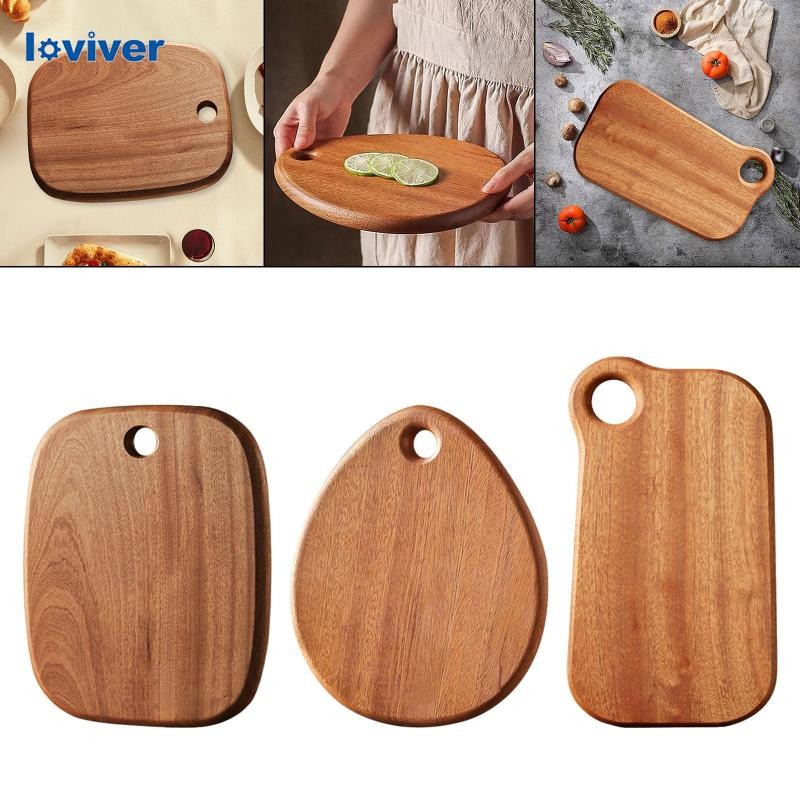 [Loviver] เขียงไม้, รอยแตกที่ราบรื่นและแบนที่มีเสถียรภาพพร้อมรูแขวนอเนกประสงค์สําหรับผักเนื้อ Plunde