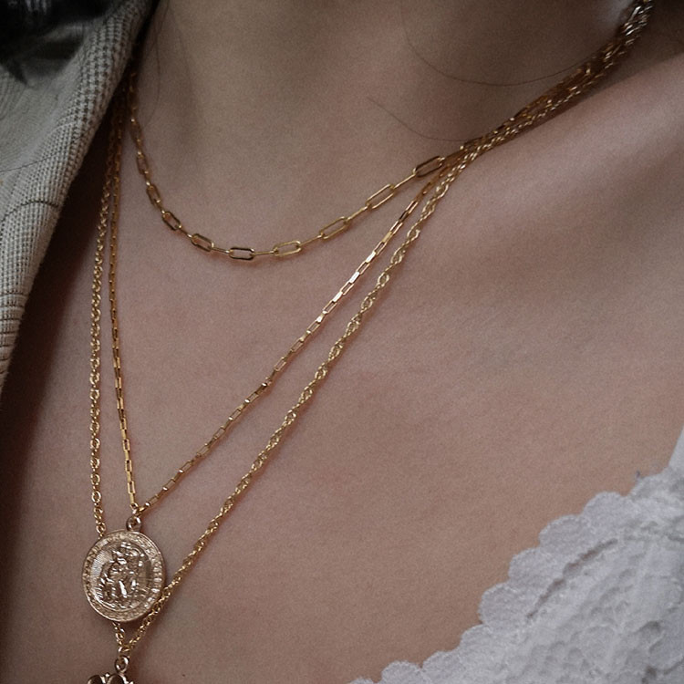 Super All 14k Gold Injection ins Cool Style Extremely Simple choker สร้อยคอเงินสเตอร์ลิง Clavicle Ch