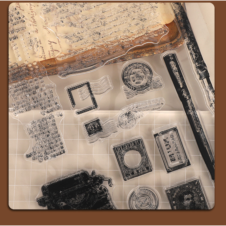 JIANWU Vintage ข้อความภาษาอังกฤษปากกาแสตมป์ภูมิทัศน์วัสดุ Collage โปร่งใสซิลิโคนแสตมป์ Creative DIY Journal เครื่องเขียน - รูปที่ 6