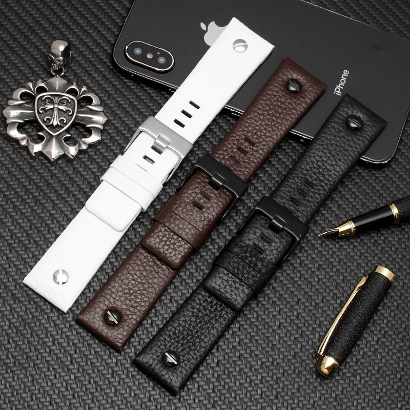 เหมาะสําหรับ Dissay DIESEL สายนาฬิกาหนังแท้ DZ7257 DZ4318 DZ7313 สายลายลิ้นจี่ 26 มม.