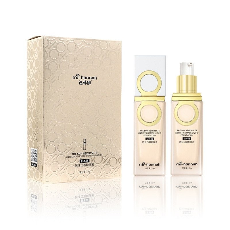 Fan Hanna Sun ไม่ตก Anti-Stick Mask Liquid Foundation Hold แต่งหน้าไม่ถอดแต่งหน้าคอนซีลเลอร์ Foundat