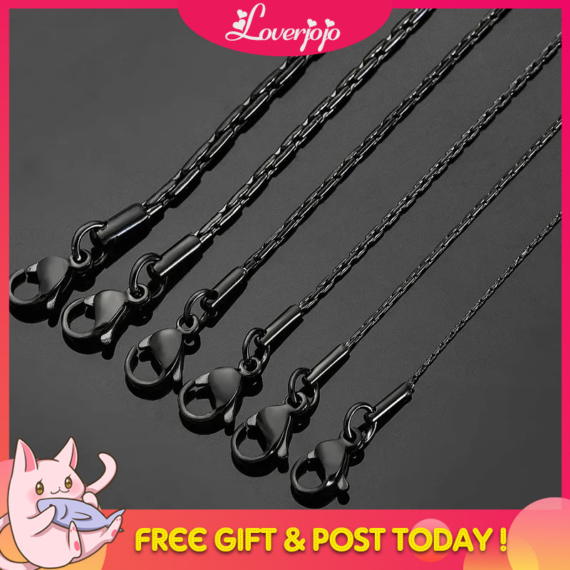 Loverjojo Cool สแตนเลสสีดําโซ่ค้อนวงกลมสร้อยคอกันน้ํา Hip Pop RAP Jewery