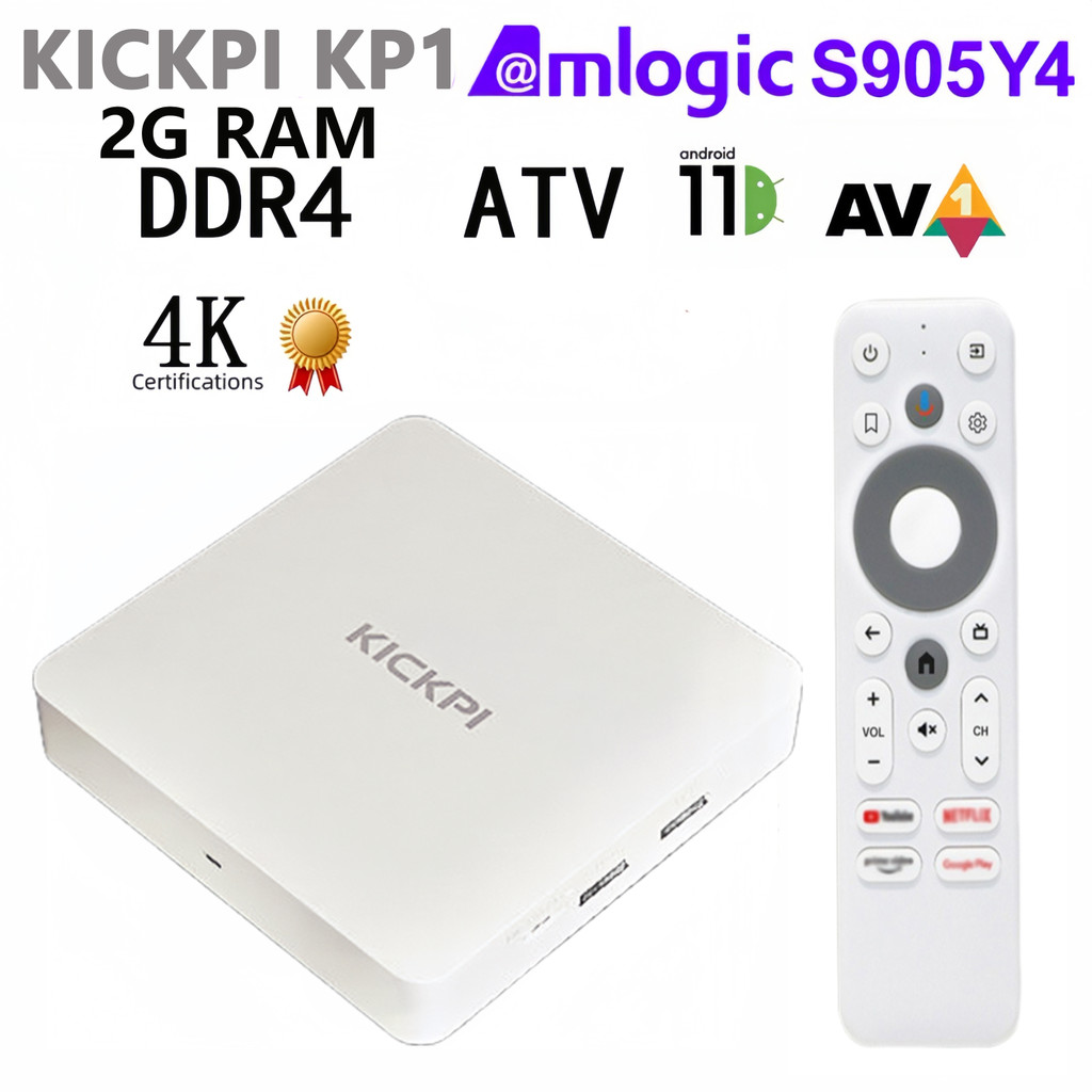 KICKPI KP1 Native Android 11 กล่อง 4K HD Network Player ATV Jingchen s905y45g