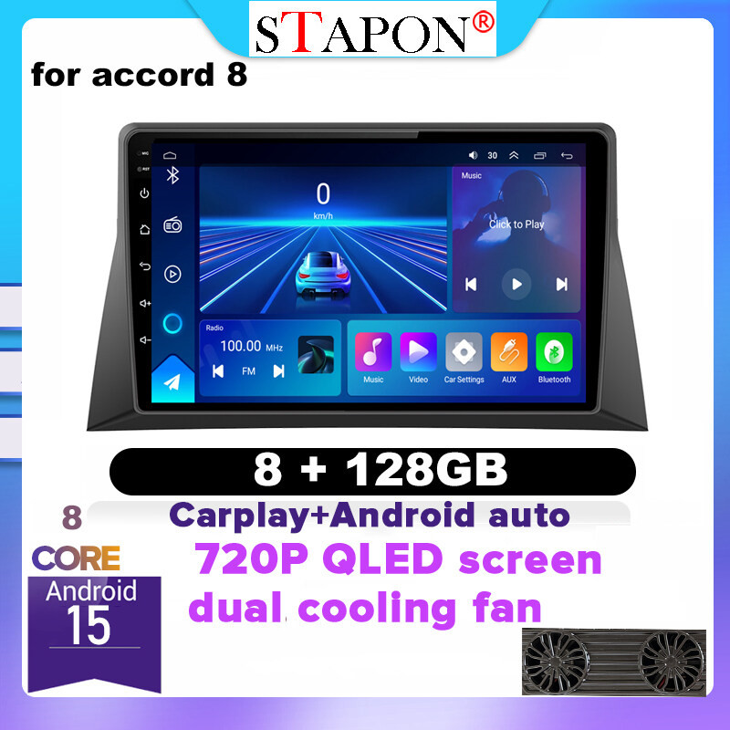 STAPON 10 นิ้ว 8+128G สําหรับ honda accord 8 รุ่น Android15 octa core 1280x720P QLED หน้าจอ dual coo