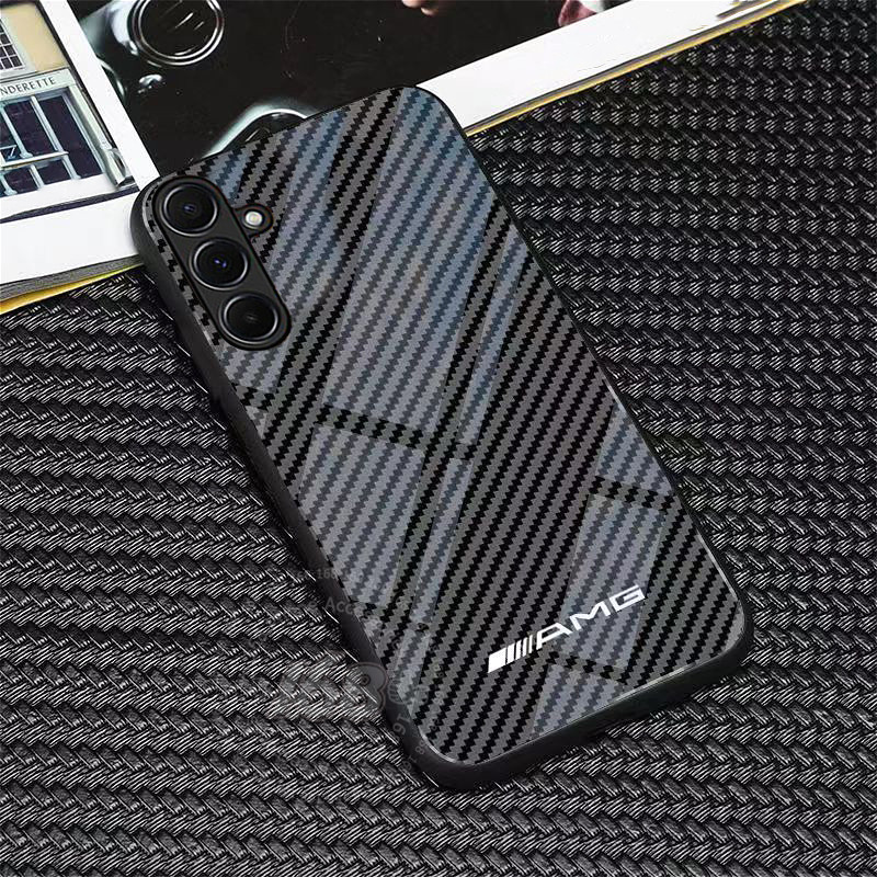 เคส Samsung A56 A55 5G Case เคสคาร์บอนไฟเบอร์กันกระแทกพร้อมป้องกันเลนส์กล้อง ขอบซิลิโคนอ่อนสไตล์มินิมอลสำหรับนักเรียนชายและผู้ชาย