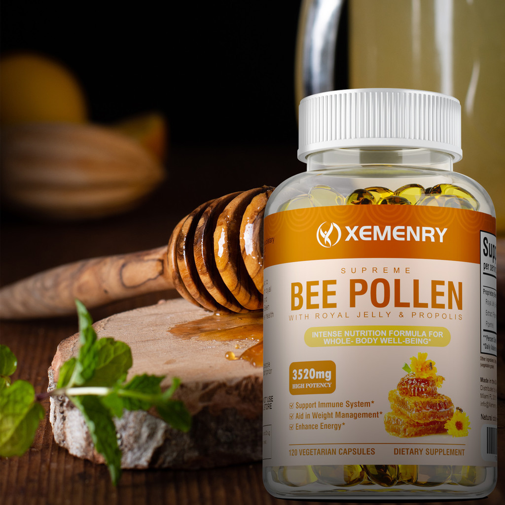 XEMENRY Bee Propolis Royal Jelly พร้อมสารสกัดจากพริกไทยดําสําหรับการสนับสนุนภูมิคุ้มกัน,