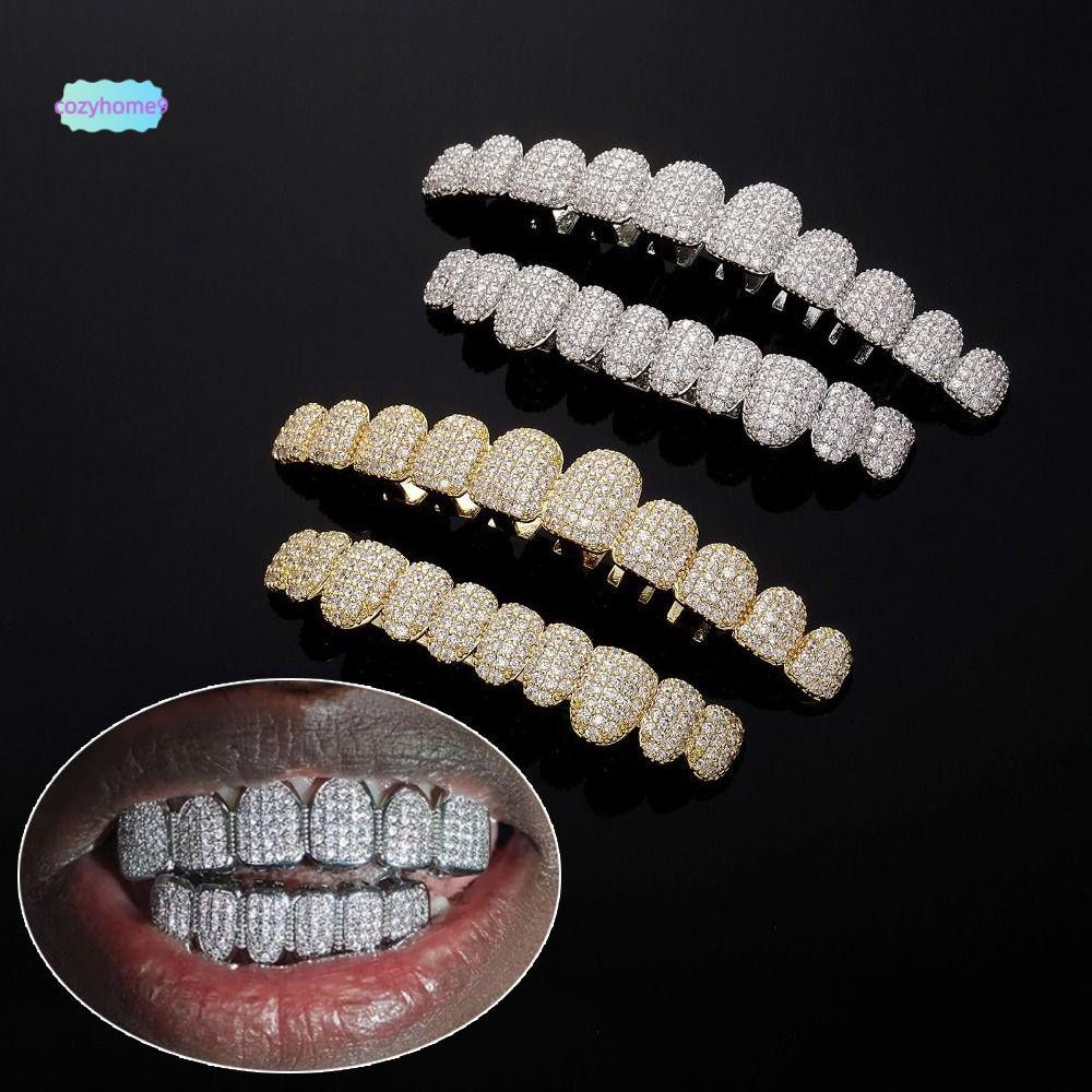 COZYHOME9 ฟัน Grillz ชุดบนและล่างออกแบบที่ถอดออกได้ Hiphop ฟัน Grillz, Punk เครื่องประดับ Hip Hop Zi
