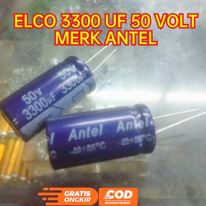 ELCO 3300UF 50V ELKO 3300 UF 50 VOLT ANTEL ยี่ห้อ