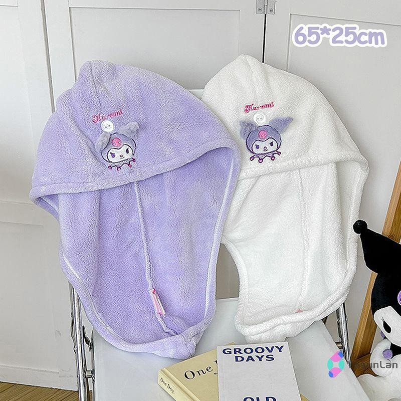 YosunLan] Sanrio Cinnamoroll ผมแห้งหมวก Kuromi My Melody Coral ขนแกะผมผ้าเช็ดตัวหมวกผู้หญิงหมวก Absorption Turban ใหม่