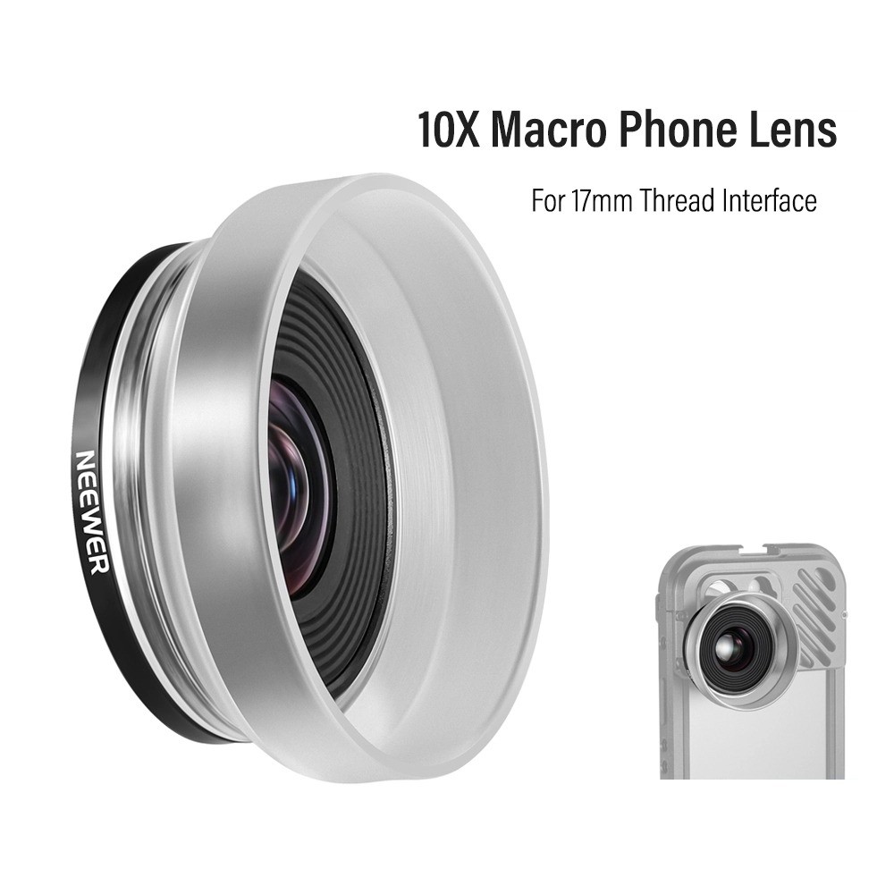 NEEWER 10X HD เลนส์มาโครที่ถอดออกได้ Diffuser เข้ากันได้กับ iPhone Samsung โทรศัพท์กรงเคสโทรศัพท์ Ba