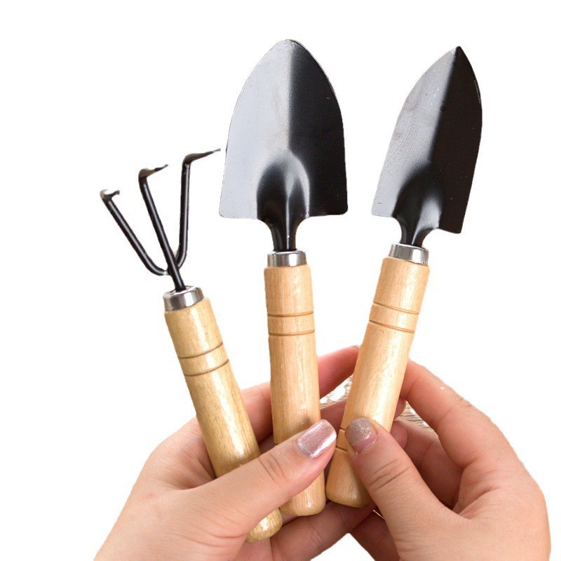 ชุดพลั่วทำสวน 3 ชิ้น กระถางดอกไม้ขนาดใหญ่ พลั่วขนาดเล็ก อุปกรณ์ปลูกดอกไม้และผักในร่ม คลายดิน เครื่องมือปลูกต้นไม้