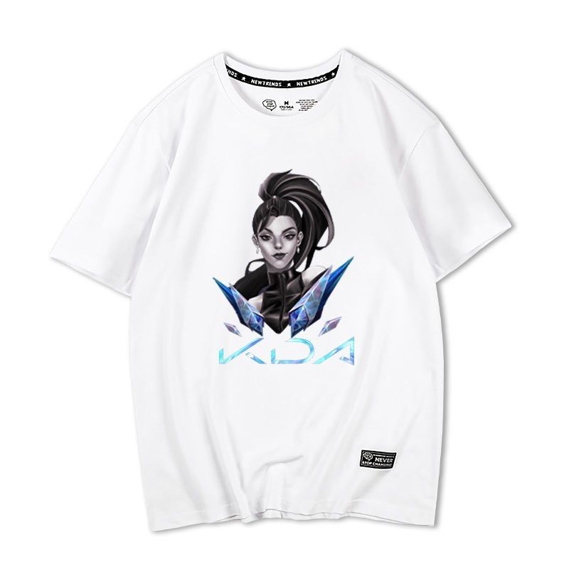 เสื้อยืดแขนสั้นผู้ชาย KDA Akali สไตล์หลวมจากเกม LOL ปี 2022