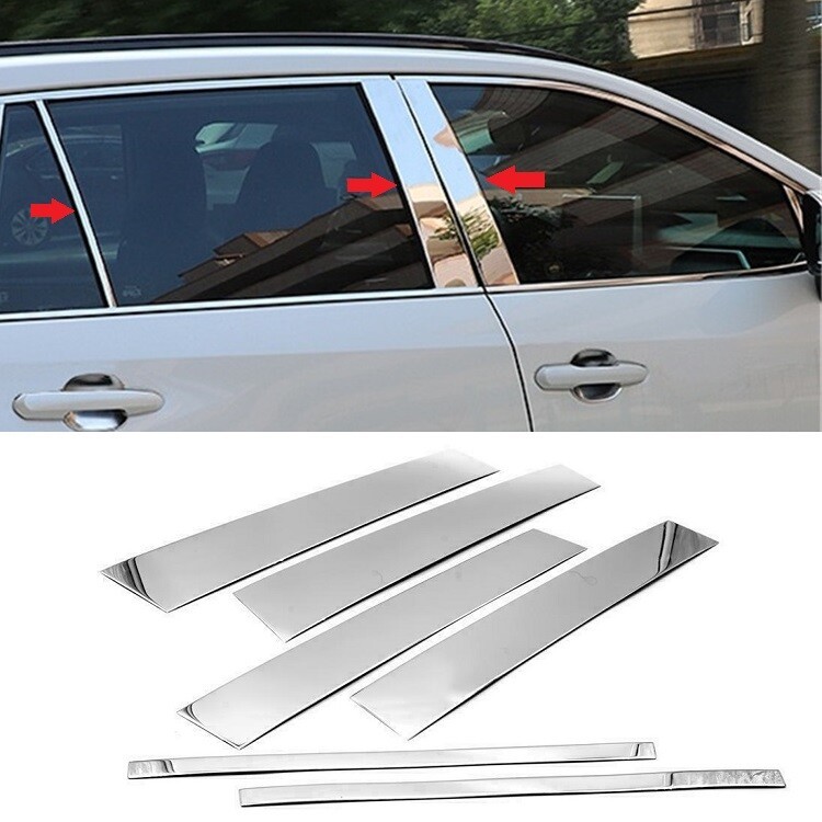 สําหรับ 2019-2025 Toyota RAV4 6PCS สแตนเลส Chrome Pillar โพสต์ Trims RAV-4