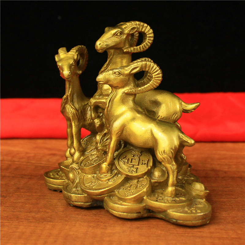 ทองแดงบริสุทธิ์ Sanyang Kaitai เครื่องประดับเงินแกะ Sanyang Kaitai Zodiac ทองแดงแกะห้องนั่งเล่น Offi