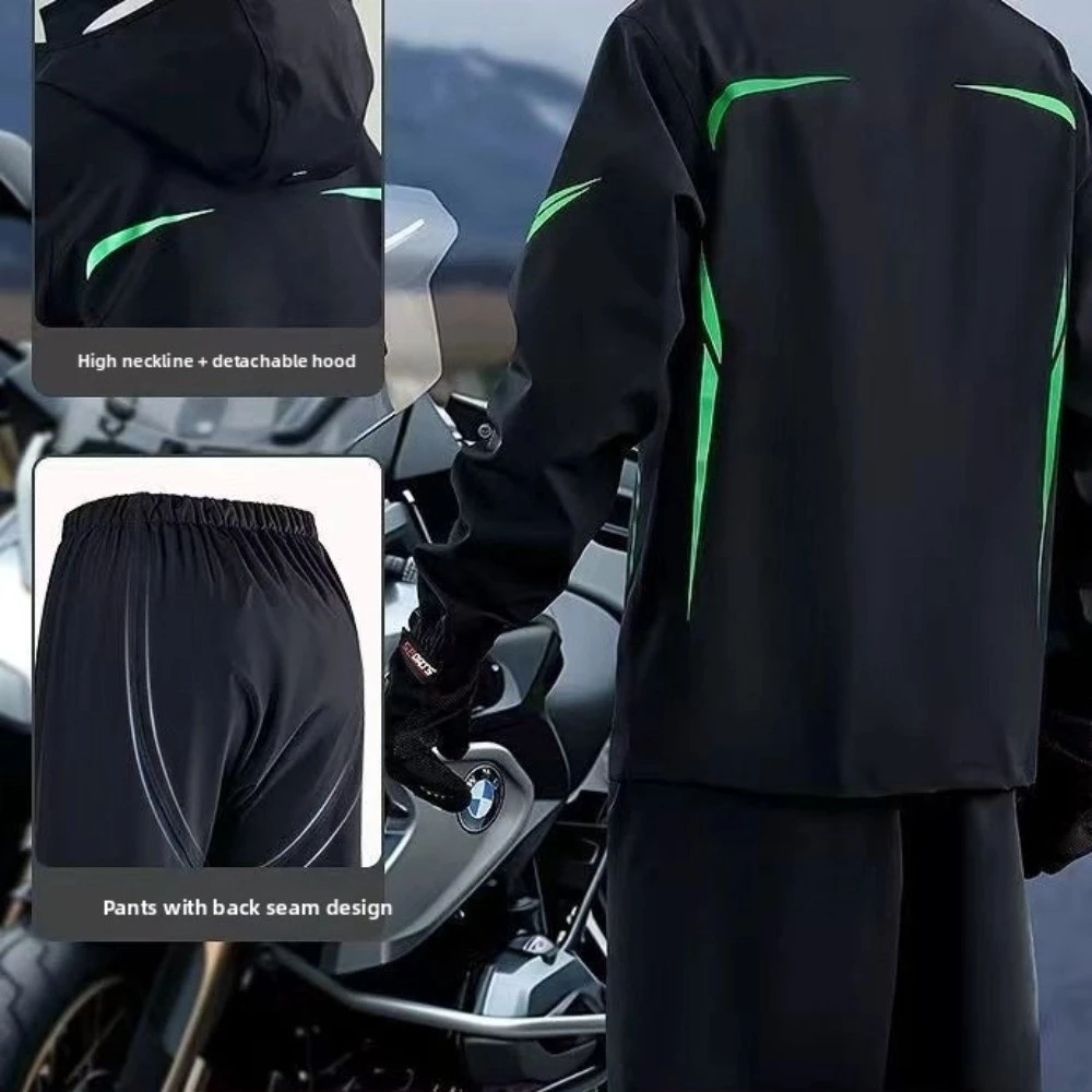 ชุดกันฝนแยกชิ้น เสื้อและกางเกง มีแถบสะท้อนแสง สำหรับขี่มอเตอร์ไซค์ thumbnail 4