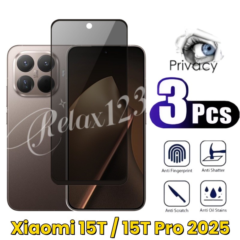 สําหรับ Xiaomi 15T Pro 5G 2025 3PCS Anti-spy ความเป็นส่วนตัวสําหรับ Xiaomi 15T 15TPro 15 Xiaomi15TPro 5G 2025 กระจกนิรภัยหน้าจอป้องกันฟิล์มด้านหน้าฟิล์มโทรศัพท์