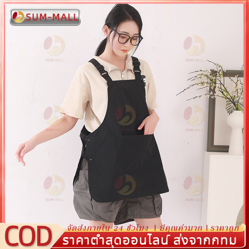ส่งจากไท ผ้ากันเปื้อนแบบเสื้อกั๊ก ผ้ากันเปื้อนกันน้ำแฟชั่นสไตล์ญี่ปุ่น ผ้ากันเปื้อนร้านกาแฟทำผมผ้ากันเปื้อนทำอาหารในครัว