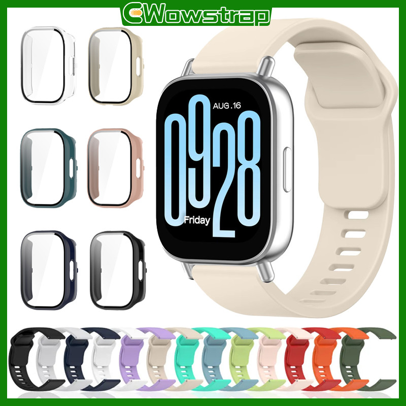 กรณีพีซีสายยาง for Xiaomi Redmi Watch 5 Active กระจกนิรภัยป้องกันหน้าจอปกซิลิโคนวง for Smartwatch Mi Watch 5 Lite
