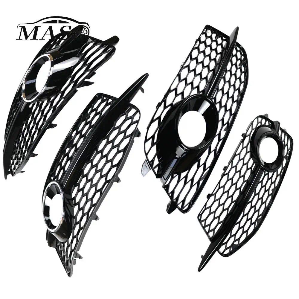 2 ชิ้นสีดํา/โครเมี่ยมรถกันชนหน้าไฟตัดหมอกกระจังหน้าสําหรับ AUDI Q3 S-LINE 2012 2013 2014 8U0807681DS