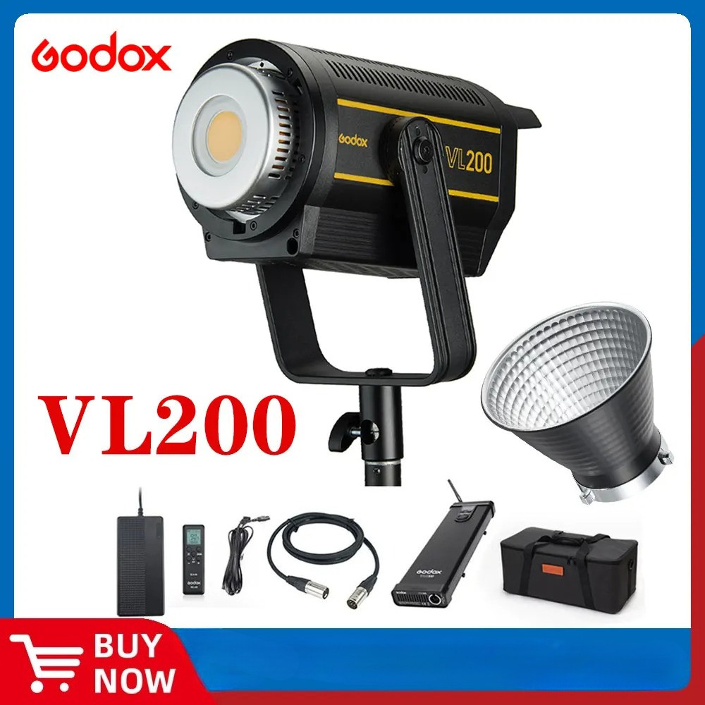 Godox VL200 VL-200 200W 5600K รุ่นสีขาวไฟวิดีโอ LED เอาต์พุตต่อเนื่อง Bowens Mount Studio Light App 